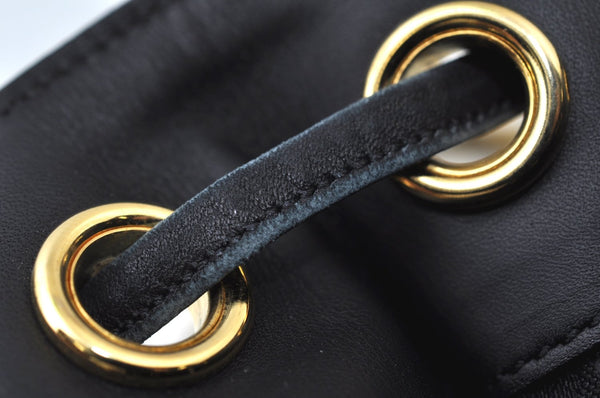 Authentic Salvatore Ferragamo Vara Back Pack Purse Canvas Leather Black L0054