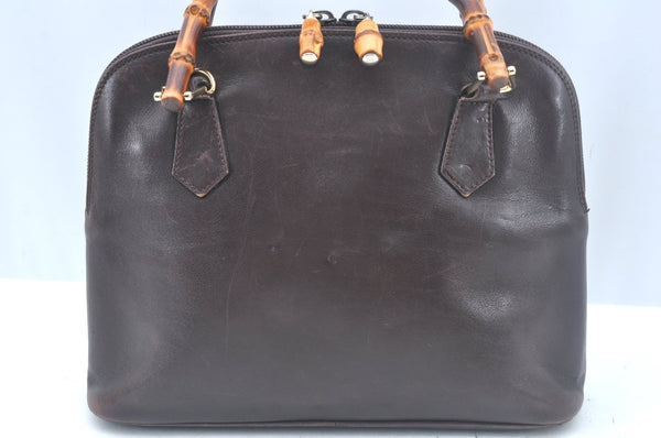 Authentic GUCCI Bamboo 2way Hand Shoulder Bag Purse Leather Brown L0055