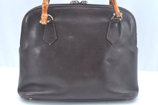 Authentic GUCCI Bamboo 2way Hand Shoulder Bag Purse Leather Brown L0055