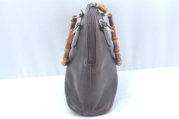Authentic GUCCI Bamboo 2way Hand Shoulder Bag Purse Leather Brown L0055