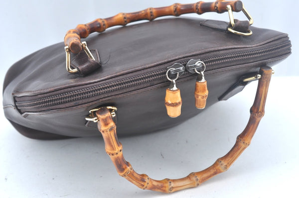 Authentic GUCCI Bamboo 2way Hand Shoulder Bag Purse Leather Brown L0055