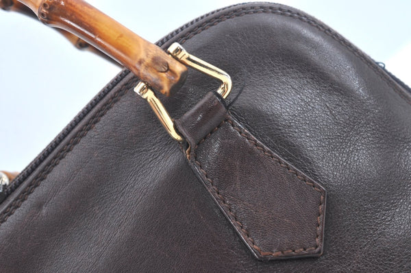 Authentic GUCCI Bamboo 2way Hand Shoulder Bag Purse Leather Brown L0055