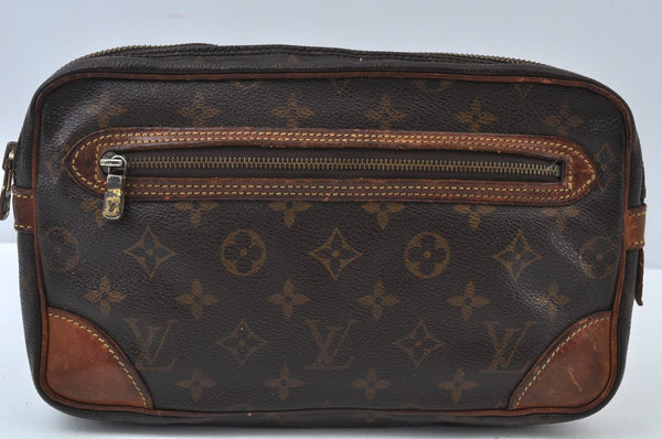 Auth Louis Vuitton Monogram Marly Dragonne GM M51825 Clutch Hand Bag Junk L0057