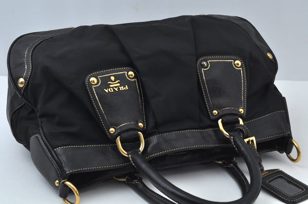 Authentic PRADA Nylon Leather 2way Hand Bag Black L0058