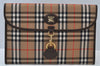 Authentic Burberrys Vintage Check Canvas Clutch Hand Bag Beige L0063