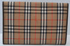 Authentic Burberrys Vintage Check Canvas Clutch Hand Bag Beige L0063