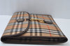 Authentic Burberrys Vintage Check Canvas Clutch Hand Bag Beige L0063