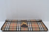 Authentic Burberrys Vintage Check Canvas Clutch Hand Bag Beige L0063