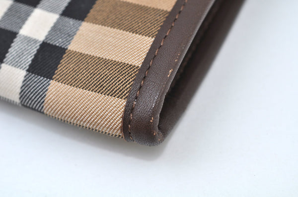 Authentic Burberrys Vintage Check Canvas Clutch Hand Bag Beige L0063