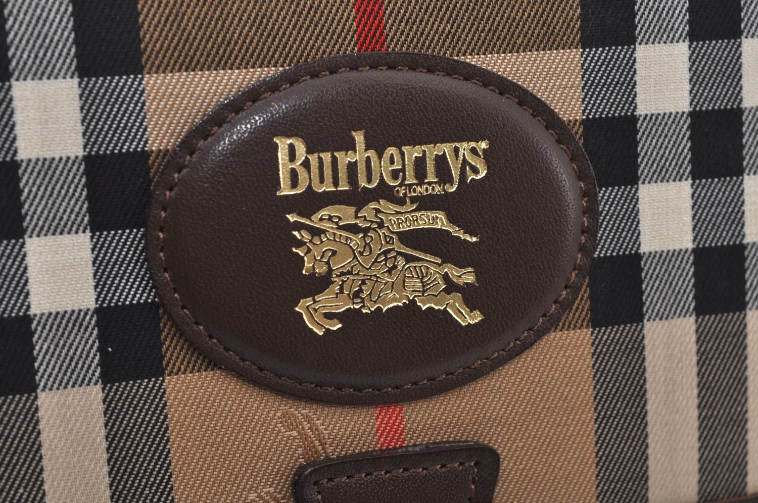 Authentic Burberrys Vintage Check Canvas Clutch Hand Bag Beige L0063