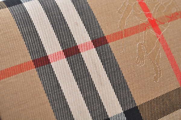 Authentic Burberrys Vintage Check Canvas Clutch Hand Bag Beige L0063