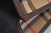 Authentic Burberrys Vintage Check Canvas Clutch Hand Bag Beige L0063