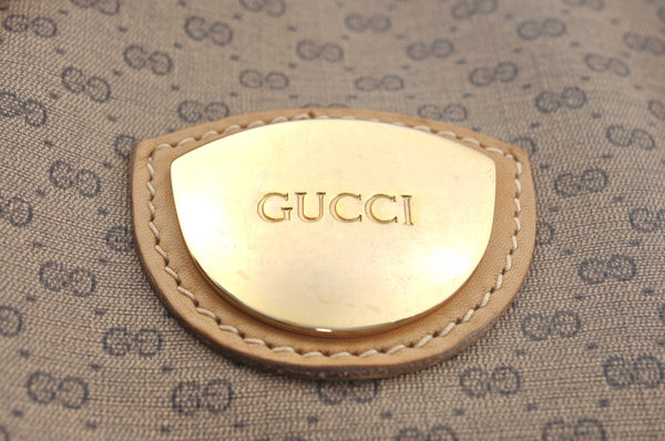Authentic GUCCI Micro GG PVC Leather Travel Boston Bag Brown L0072