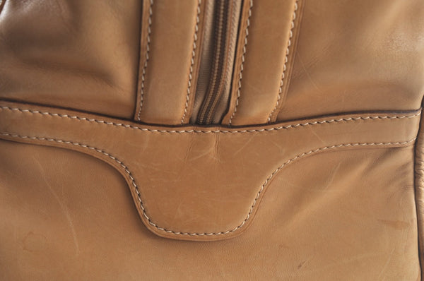 Authentic GUCCI Micro GG PVC Leather Travel Boston Bag Brown L0072
