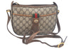 Authentic GUCCI Web Sherry Line Shoulder Cross Bag GG PVC Leather Brown L0074