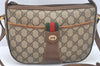 Authentic GUCCI Web Sherry Line Shoulder Cross Bag GG PVC Leather Brown L0074