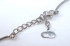 Authentic Christian Dior Silver Tone Chain Rhinestone Necklace CD L0077