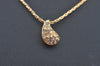 Authentic Christian Dior Gold Tone Chain Pendant Necklace Rhinestone CD L0078