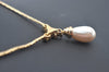 Authentic Christian Dior Gold Tone Chain Pendant Imitation Pearl Necklace  L0079