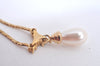 Authentic Christian Dior Gold Tone Chain Pendant Imitation Pearl Necklace  L0079