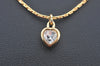 Authentic Christian Dior Gold Tone Chain Pendant Rhinestone Necklace CD L0081