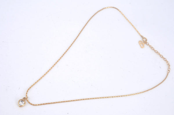 Authentic Christian Dior Gold Tone Chain Pendant Rhinestone Necklace CD L0081