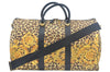 Auth Gianni Versace Sunburst Flower Leopard Nylon PVC Leather Boston Bag L0082