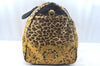 Auth Gianni Versace Sunburst Flower Leopard Nylon PVC Leather Boston Bag L0082