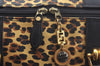 Auth Gianni Versace Sunburst Flower Leopard Nylon PVC Leather Boston Bag L0082