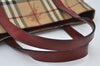 Authentic BURBERRY Check Hand Tote Bag PVC Leather Beige L0083