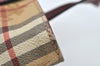 Authentic BURBERRY Check Hand Tote Bag PVC Leather Beige L0083