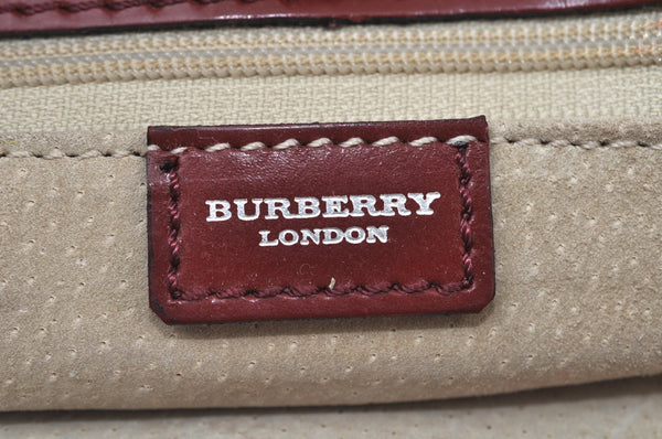 Authentic BURBERRY Check Hand Tote Bag PVC Leather Beige L0083