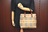 Authentic BURBERRY Check Hand Tote Bag PVC Leather Beige L0083