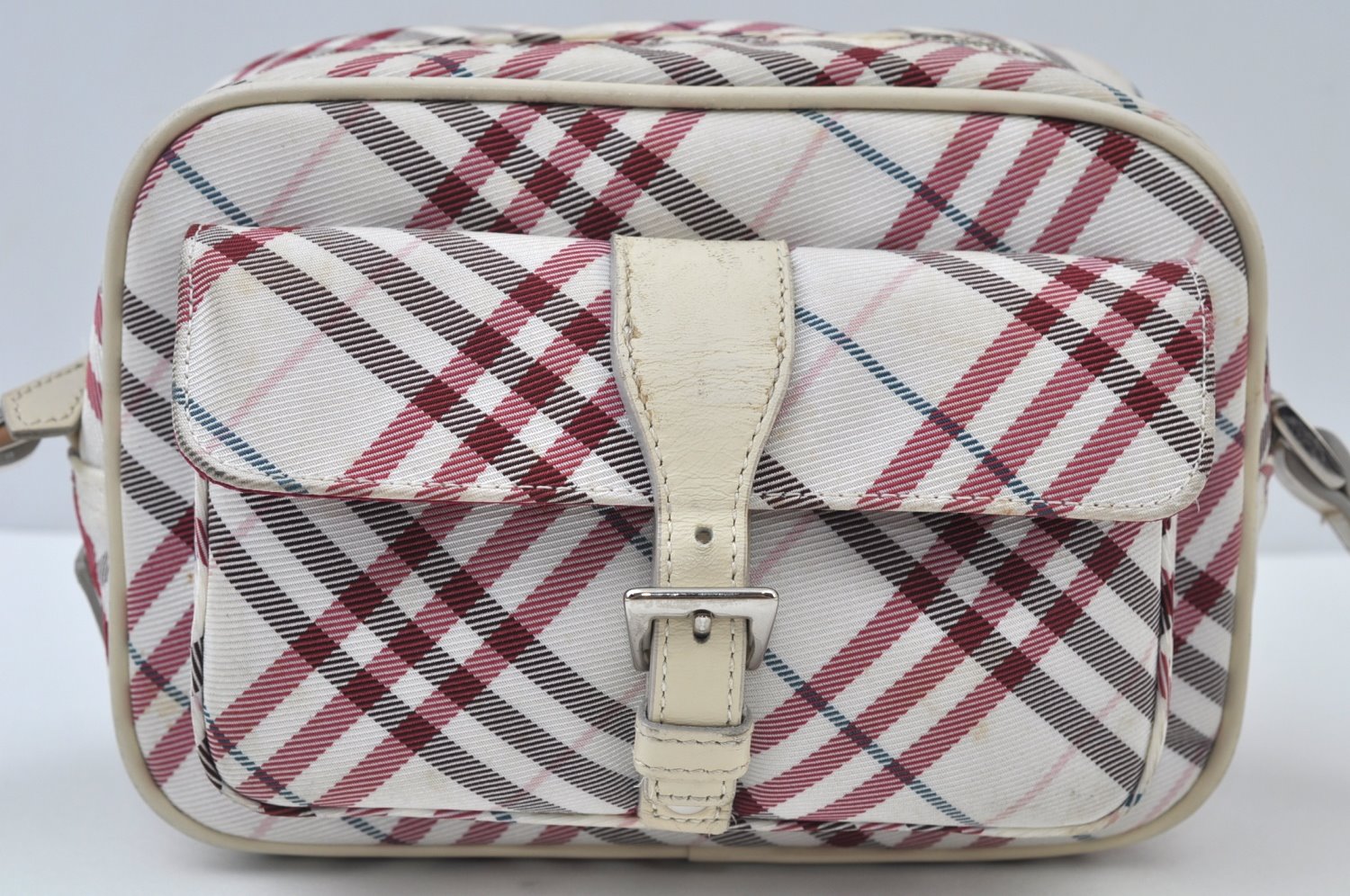 Authentic BURBERRY BLUE LABEL Check Shoulder Cross Bag Nylon Leather Pink L0085