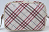 Authentic BURBERRY BLUE LABEL Check Shoulder Cross Bag Nylon Leather Pink L0085