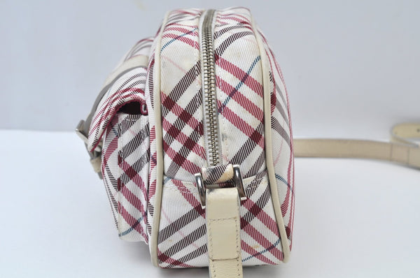 Authentic BURBERRY BLUE LABEL Check Shoulder Cross Bag Nylon Leather Pink L0085