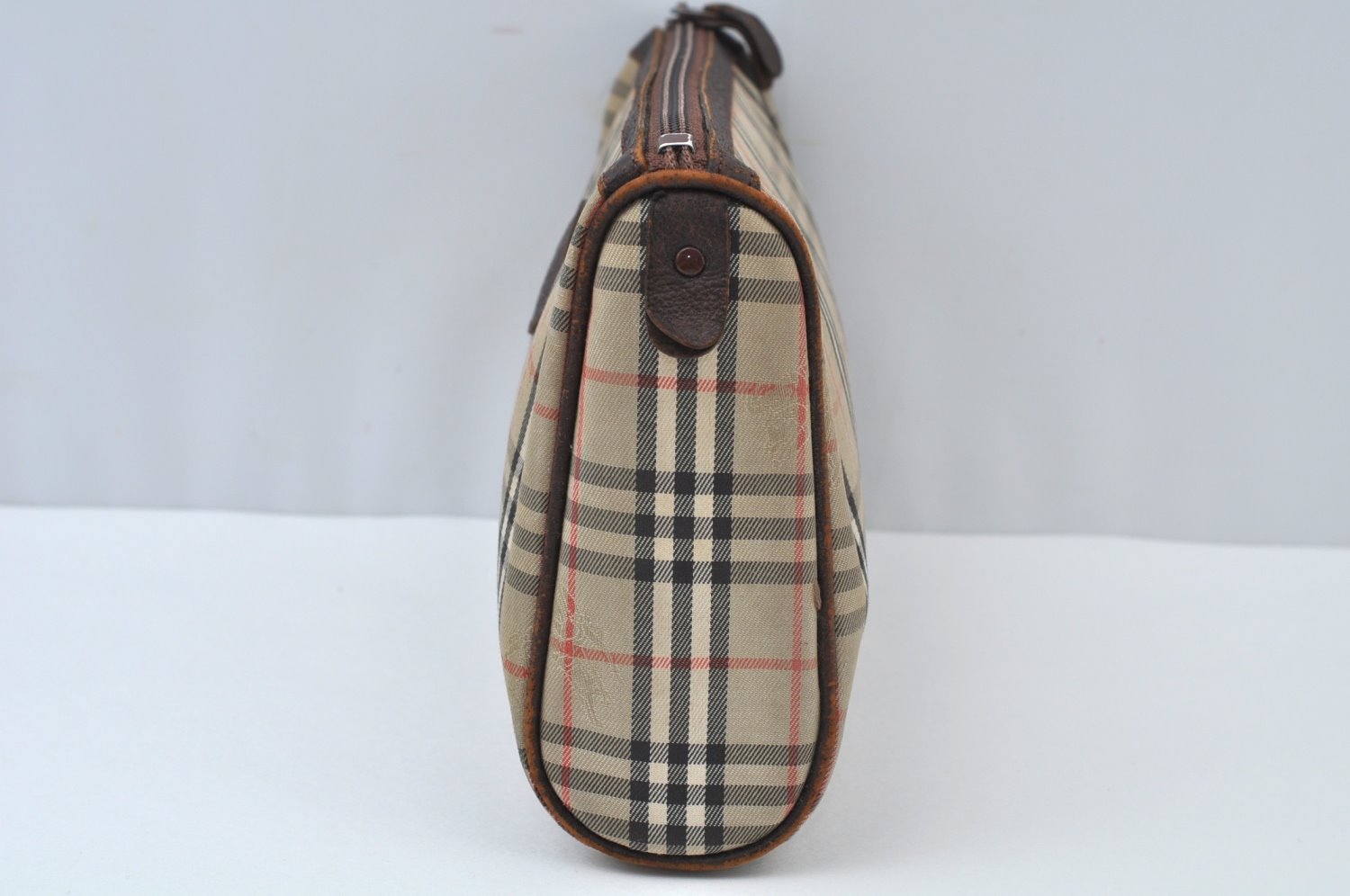 Authentic Burberrys Vintage Nova Check Clutch Bag Canvas Beige L0087