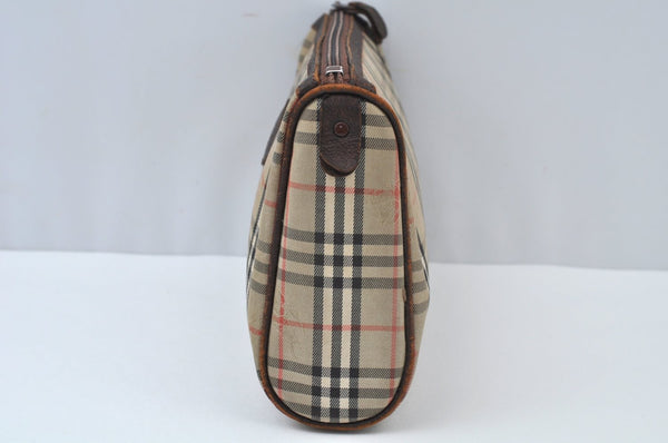 Authentic Burberrys Vintage Nova Check Clutch Bag Canvas Beige L0087
