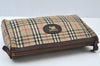 Authentic Burberrys Vintage Nova Check Clutch Bag Canvas Beige L0087