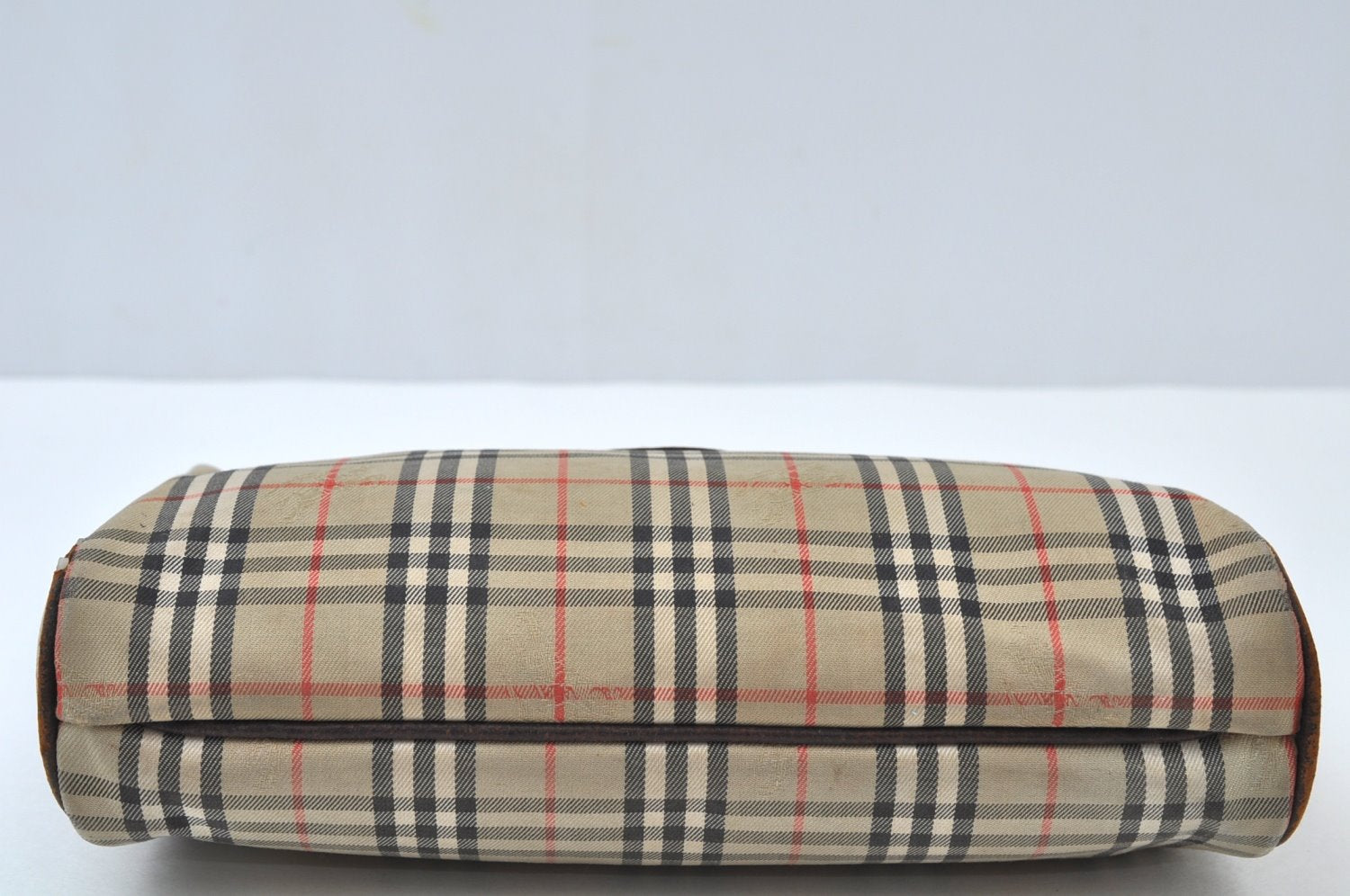 Authentic Burberrys Vintage Nova Check Clutch Bag Canvas Beige L0087