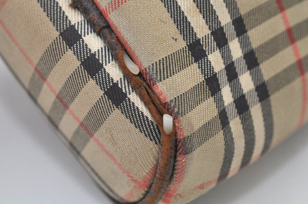 Authentic Burberrys Vintage Nova Check Clutch Bag Canvas Beige L0087