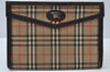 Authentic Burberrys Nova Check Canvas Pouch Purse Brown Beige L0088