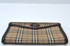 Authentic Burberrys Nova Check Canvas Pouch Purse Brown Beige L0088