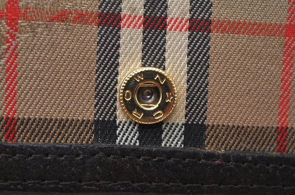 Authentic Burberrys Nova Check Canvas Pouch Purse Brown Beige L0088
