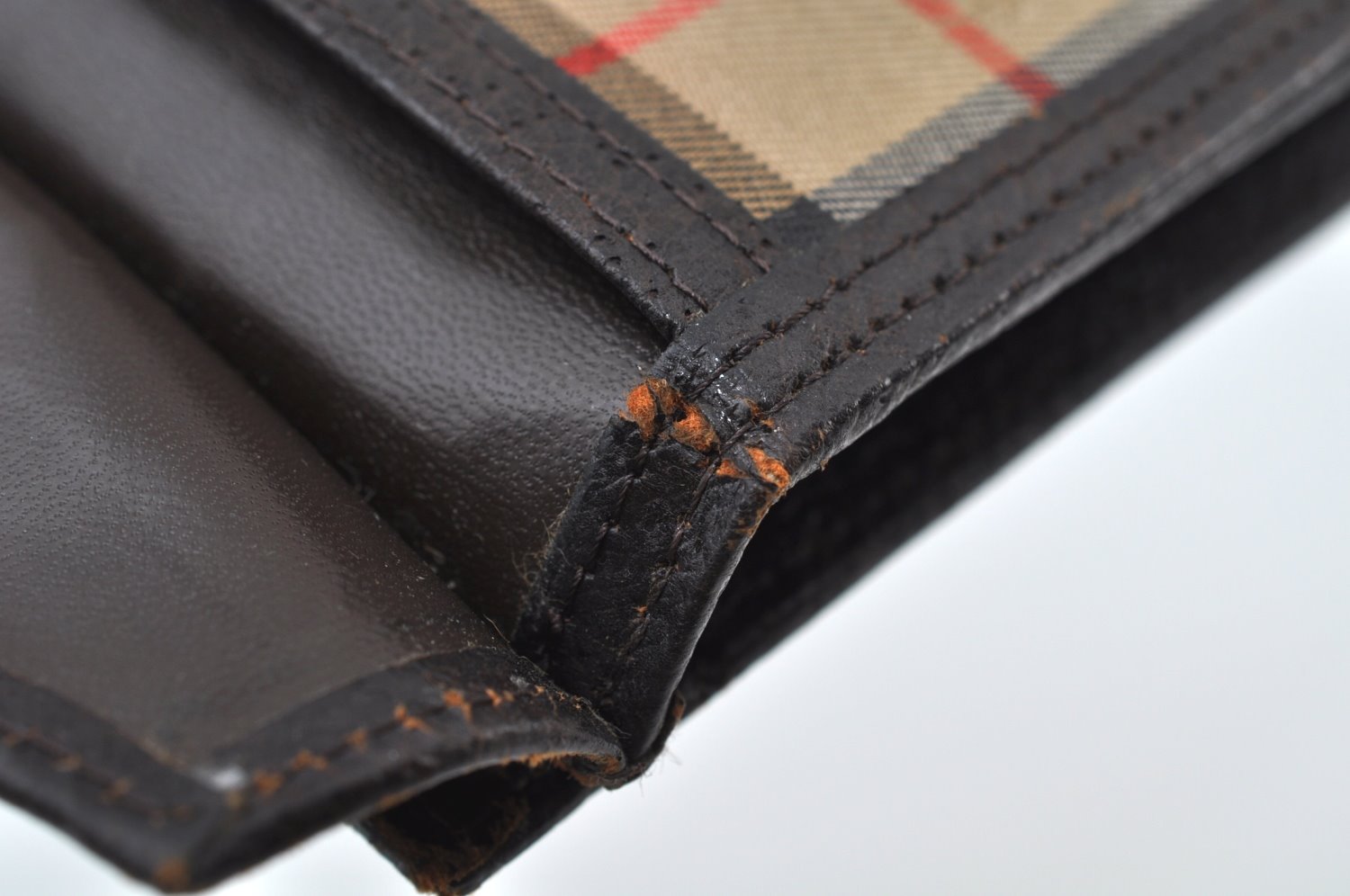 Authentic Burberrys Nova Check Canvas Pouch Purse Brown Beige L0088