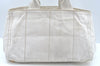 Authentic PRADA Canapa M Vintage Canvas Tote Hand Bag White L0090