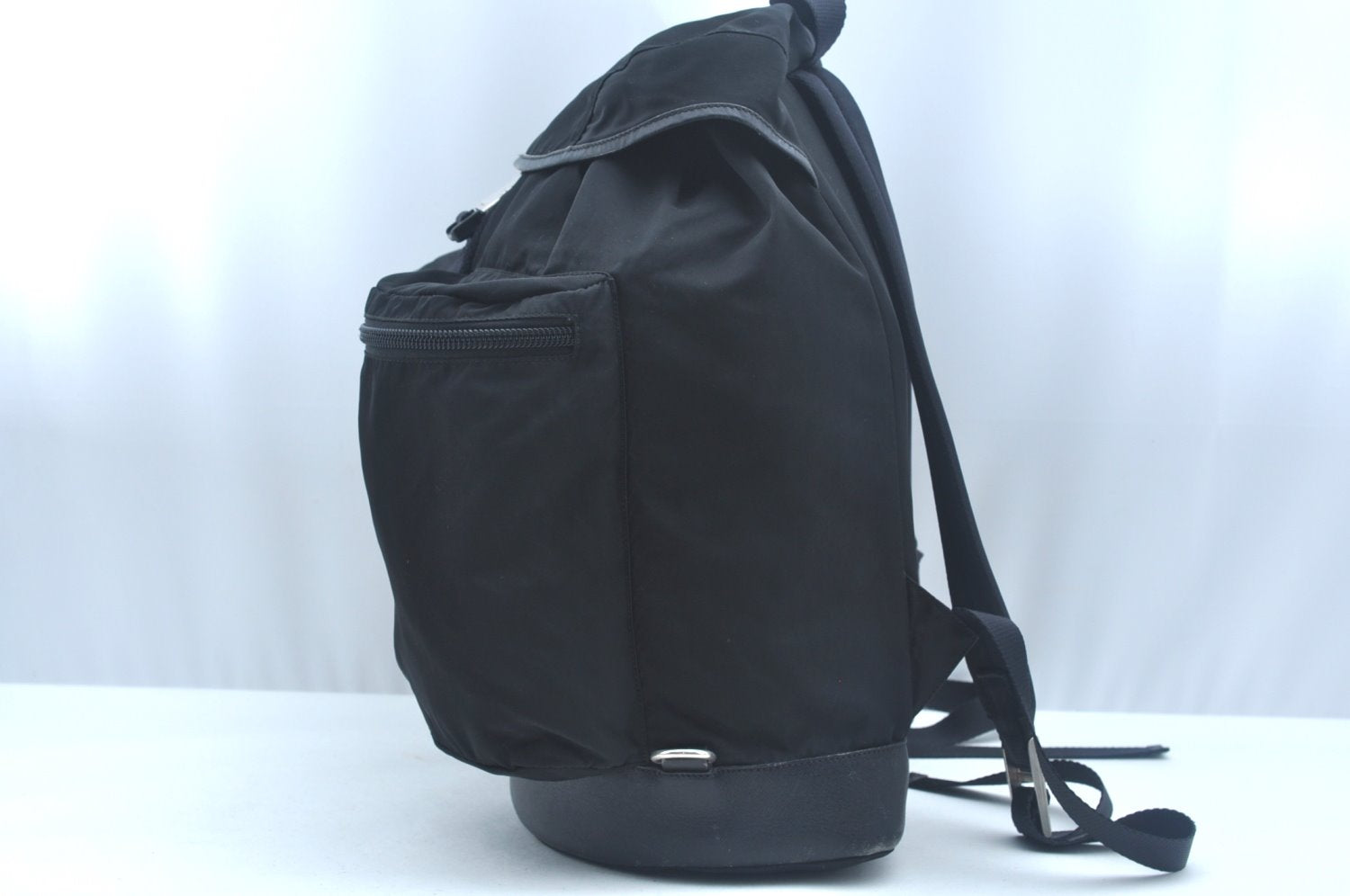 Authentic PRADA Vintage Nylon Leather Backpack Black L0091