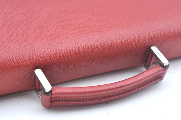 Authentic PRADA Vintage Leather Briefcase Business Bag Red L0092