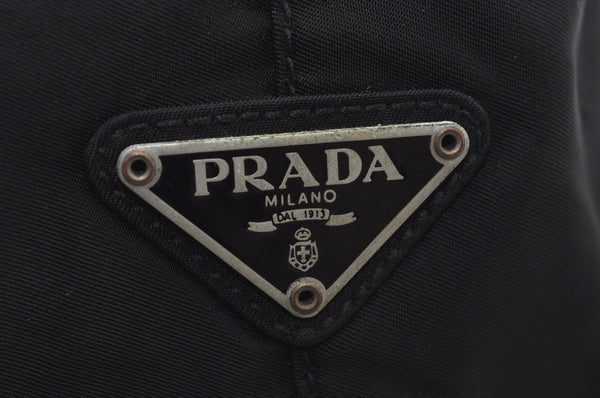 Authentic PRADA Vintage Nylon Plastic Hand Tote Bag Purse Black L0093