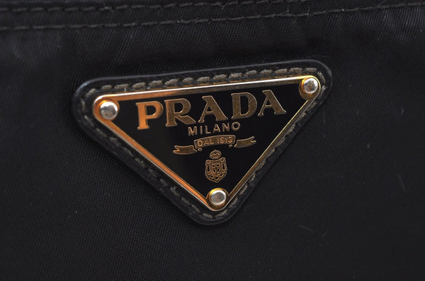 Authentic PRADA Nylon Leather Shoulder Cross Body Bag Black L0094